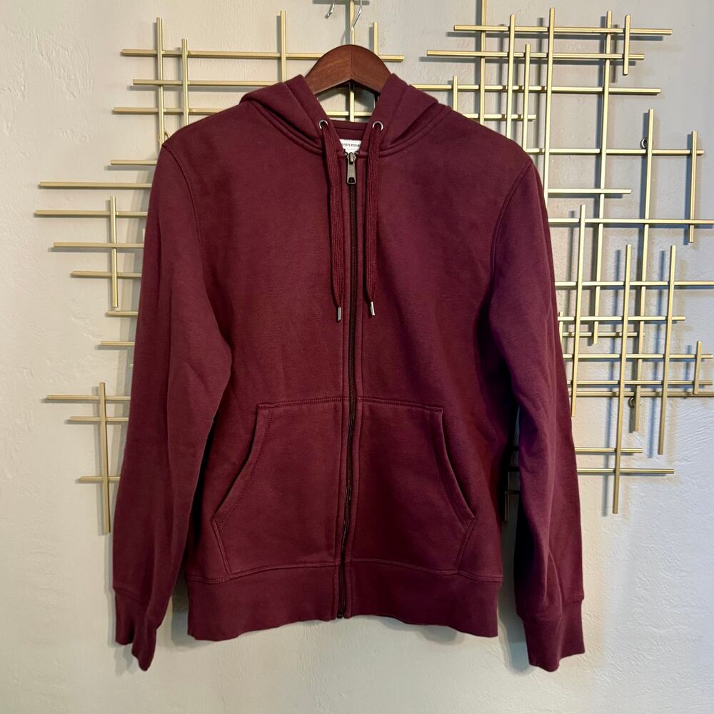Amazon Essentials Men’s Small Burgundy Full Zip Hoodie Sweatshirt